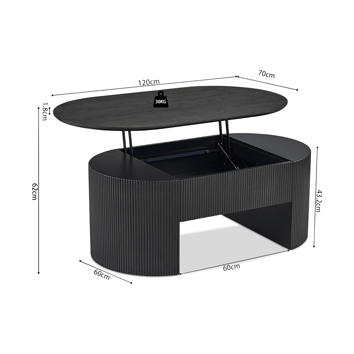 Salontafel PORTO Lift-Top Decor Donkerbruin 120x70