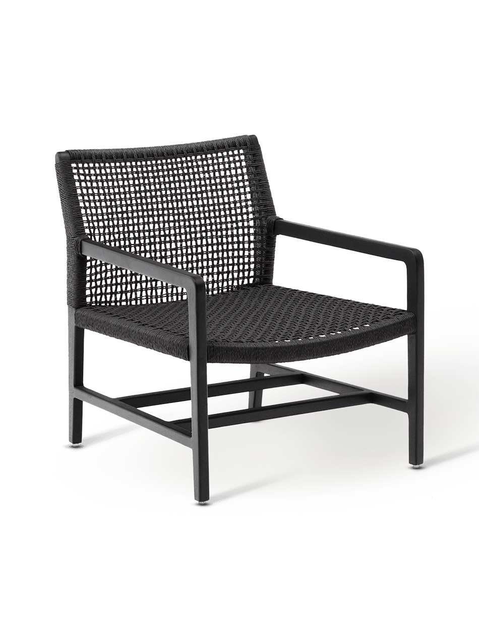 Fauteuil Sabolla van massief teakhout met zwarte afwerking