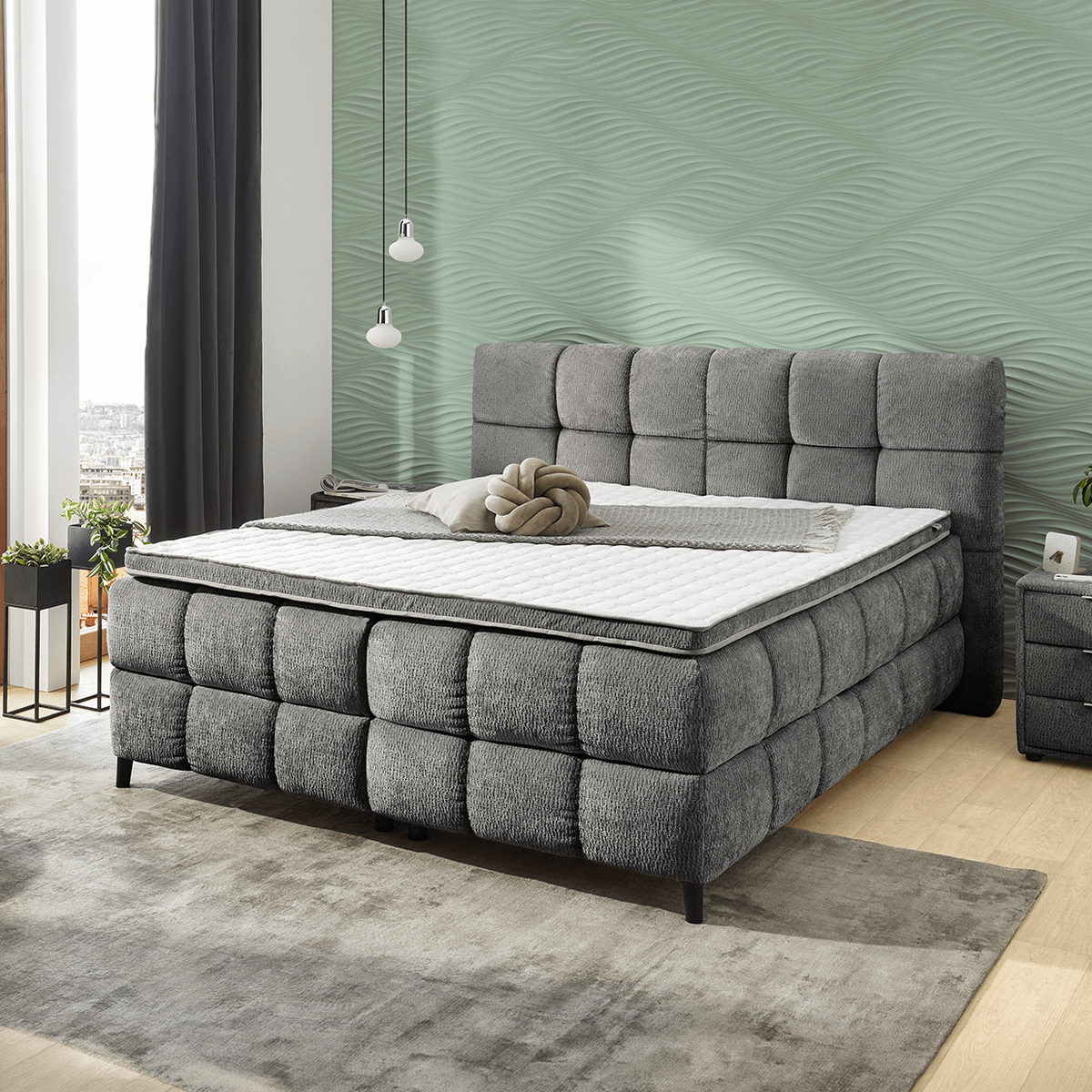 Boxspring HENGELO 180x200 Met opberg Donkergrijs