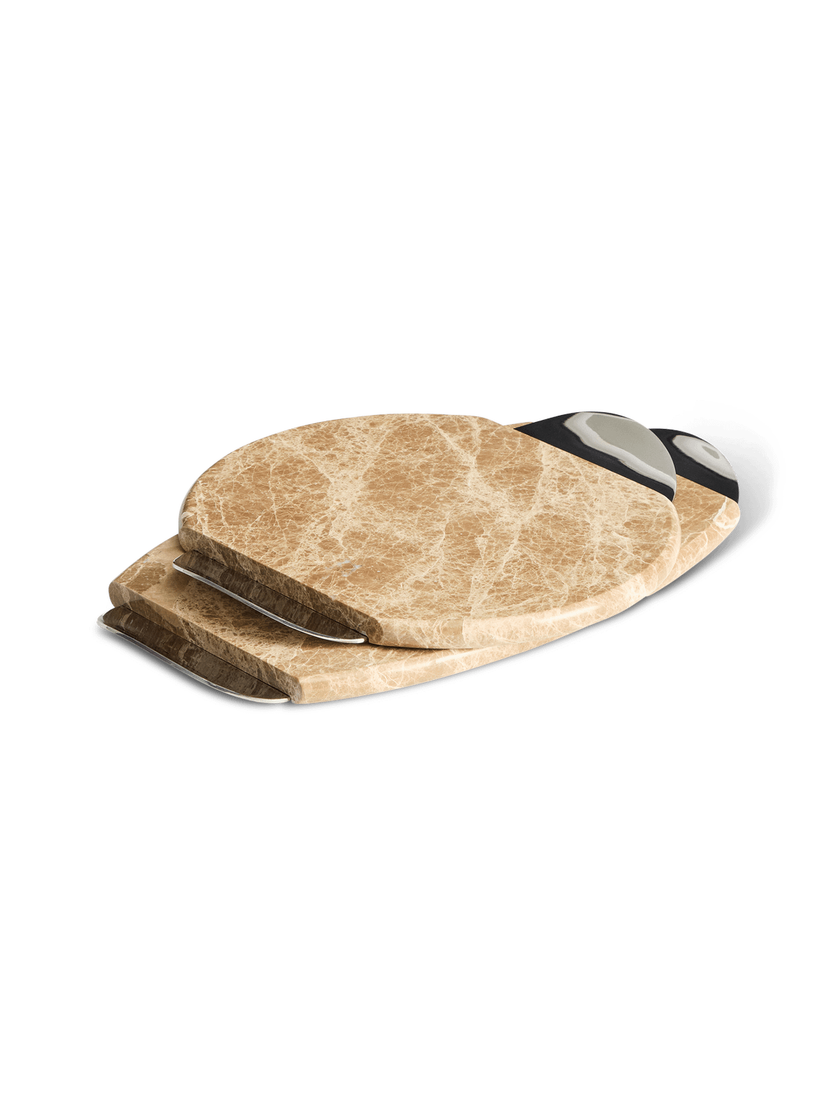 Adoma serveerplank van beige marmer en metaal