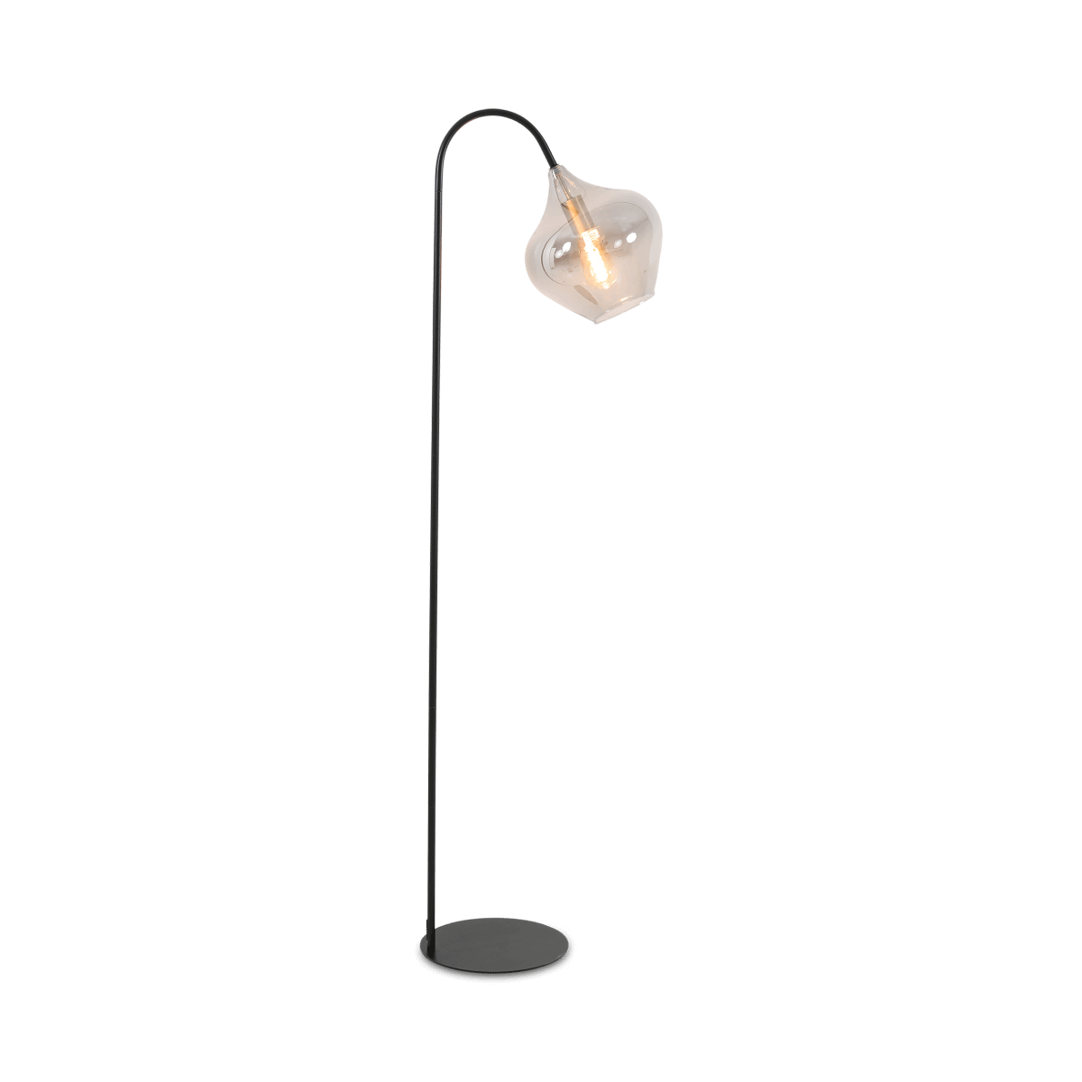 Vloerlamp RAKEL Mat Zwart/Glas Smoke