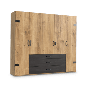 Kleerkast KICK Plankeneiche/Raw Steel B250 Kleerkast KICK Plankeneiche/Raw Steel B250