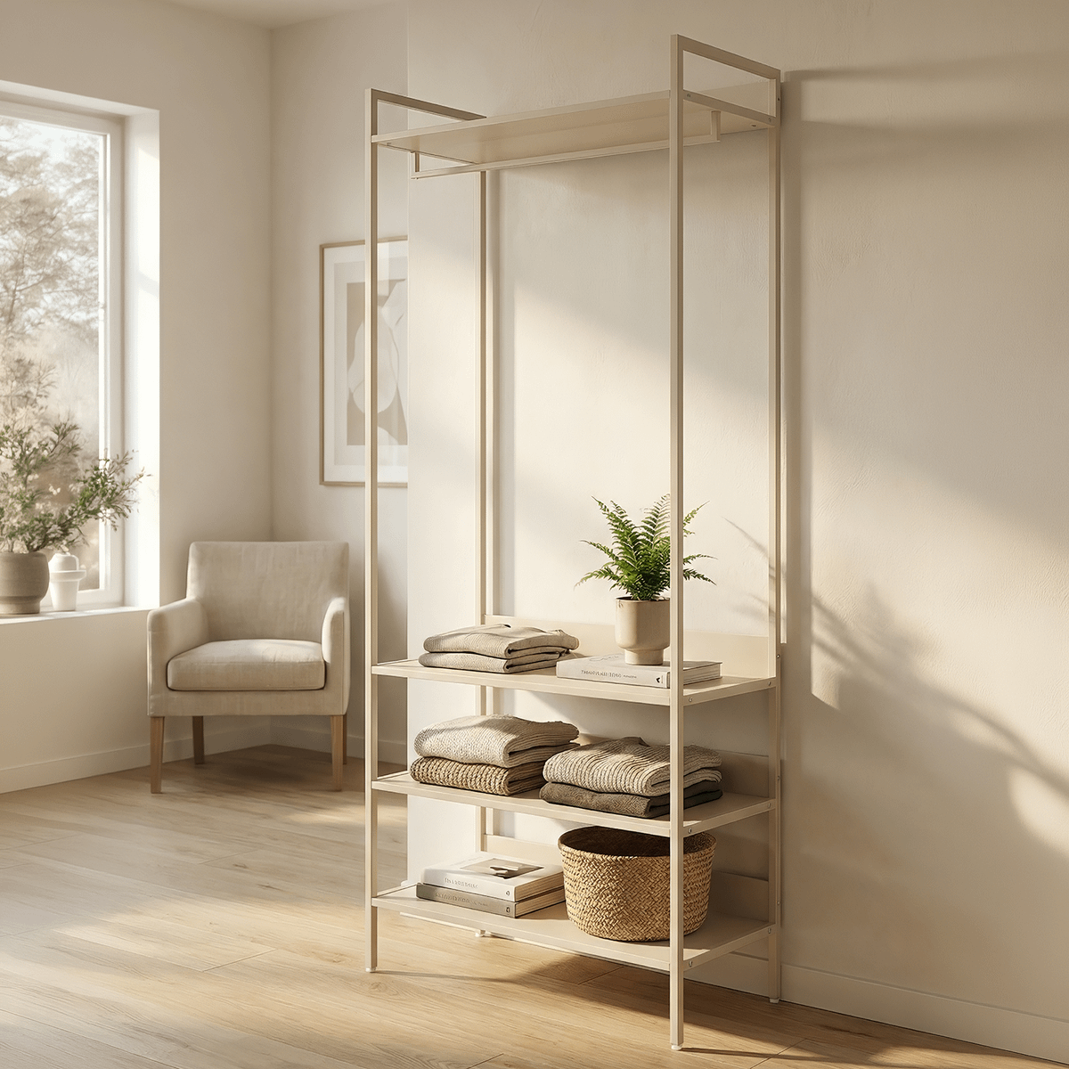 Wandkast LYRA met Roede/3 Leggers Beige B84