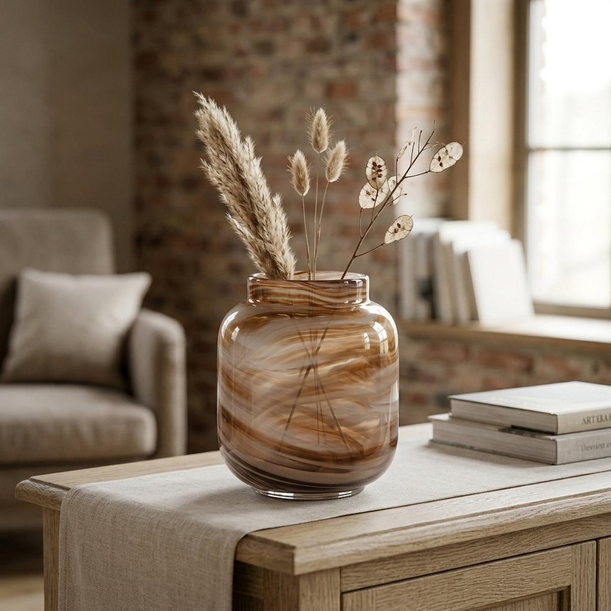 Vaas MARIOL L Glas Marmerlook Bruin
