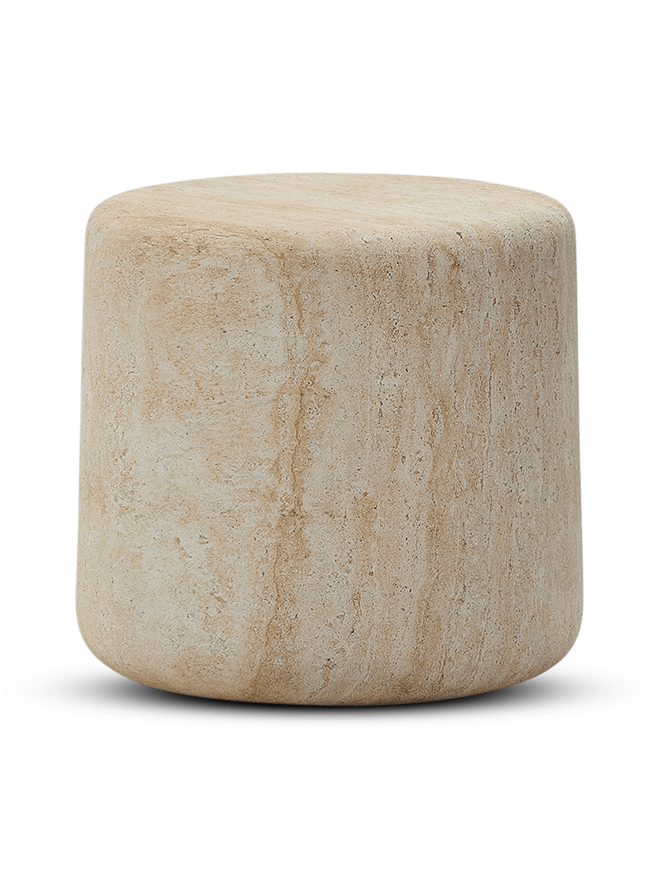 Drasi bijzettafel van cement met afwerking van travertijneffect ⌀46 cm