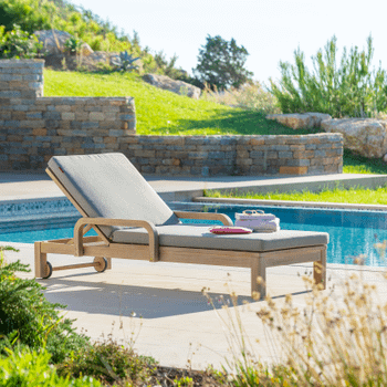 Ligbed Verstelbaar PORTOFINO Acacia/Taupe Ligbed Verstelbaar PORTOFINO Acacia/Taupe