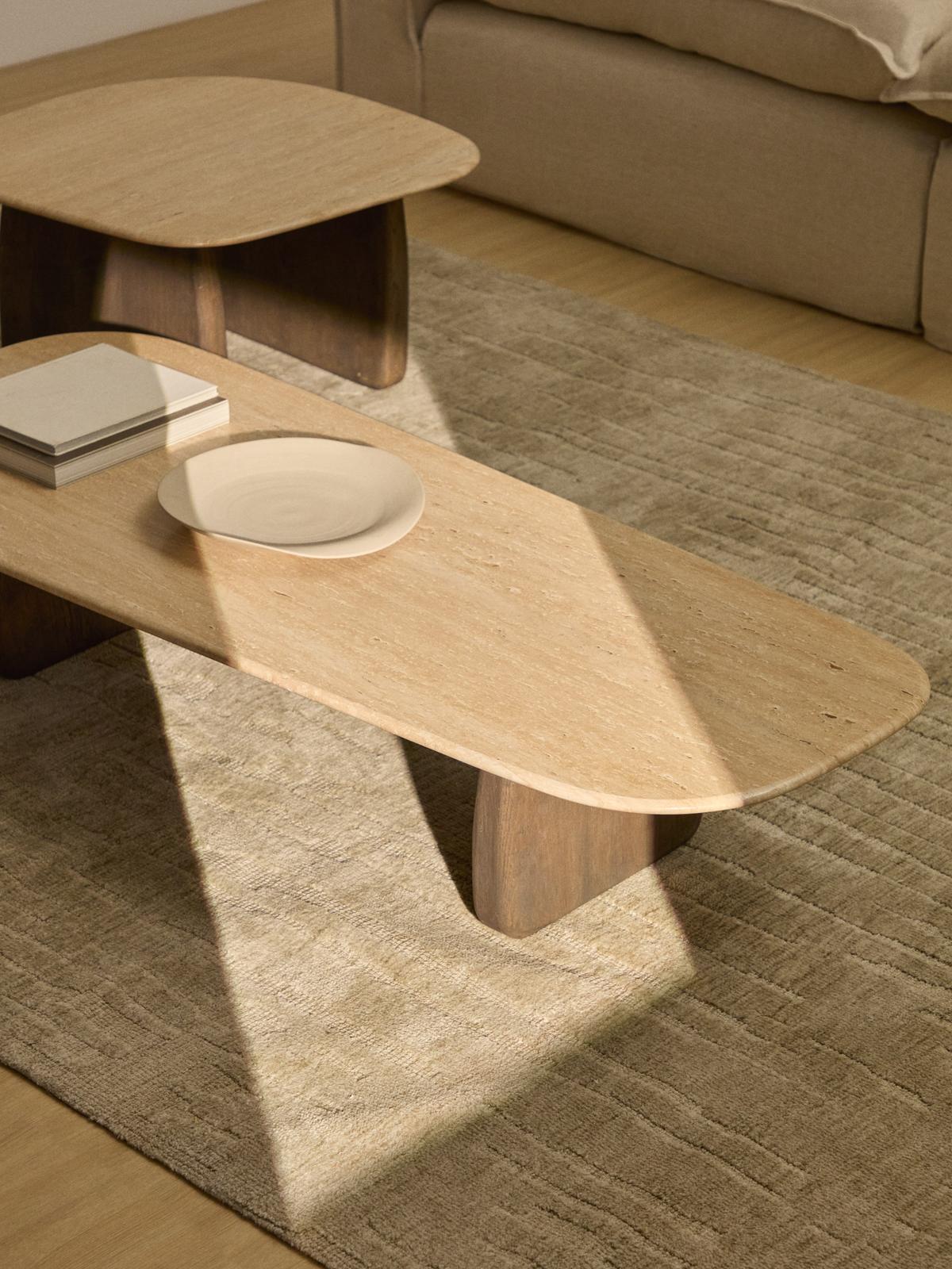 Salontafel Pirita Beige travertin/Dk. eik 147 x 65 cm