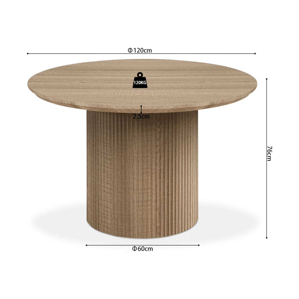 Eettafel PORTO Decor Eik Ø120