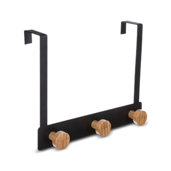 Deurkapstok ELIM Zwart Metaal/Bamboe Deurkapstok ELIM Zwart Metaal/Bamboe