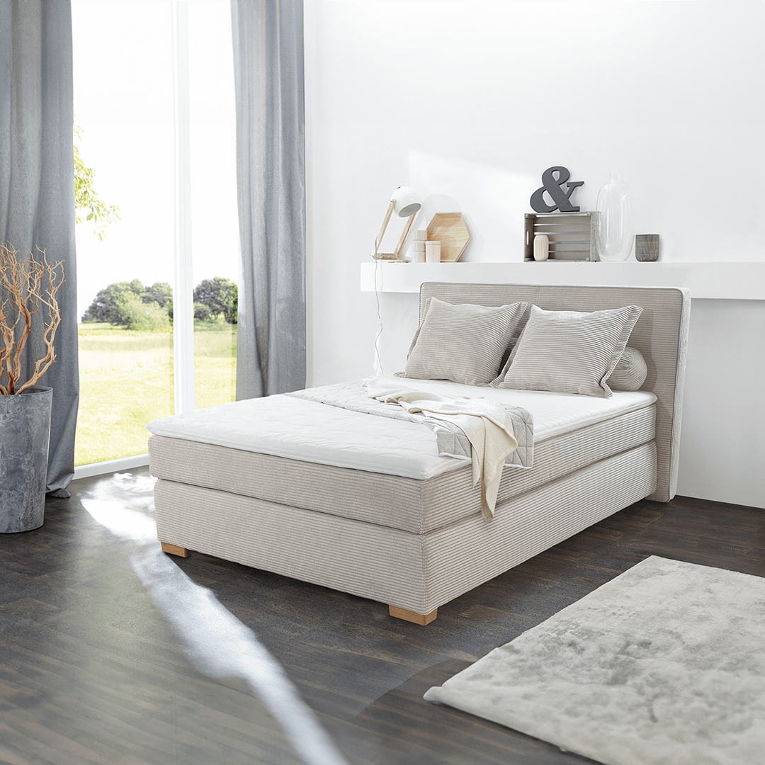 Boxspring TILBURG Ribfluweel 426/17 Greige 140x200