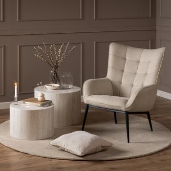 Set van 2 salontafels LIVA Travertijnlook Set van 2 salontafels LIVA Travertijnlook