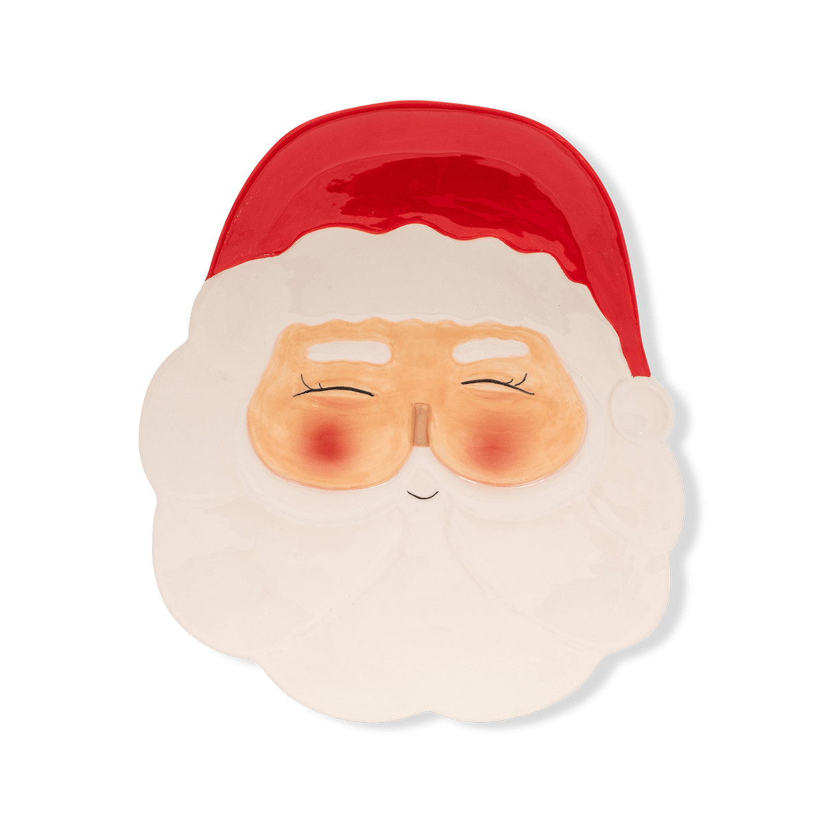 Bord SANTA Hoofd Kerstman Kermiek Wit/Rood