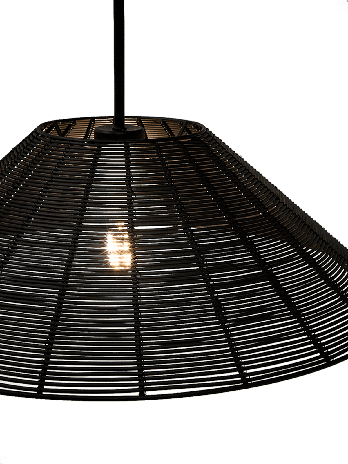 Kap voor plafondlamp Saranella zwart rotan ⌀50 cm