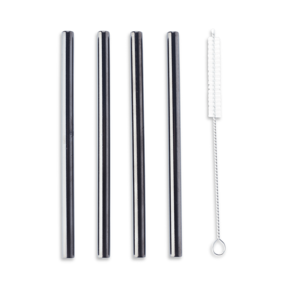 Set 4 Korte Cocktailrietjes RVS Zwart