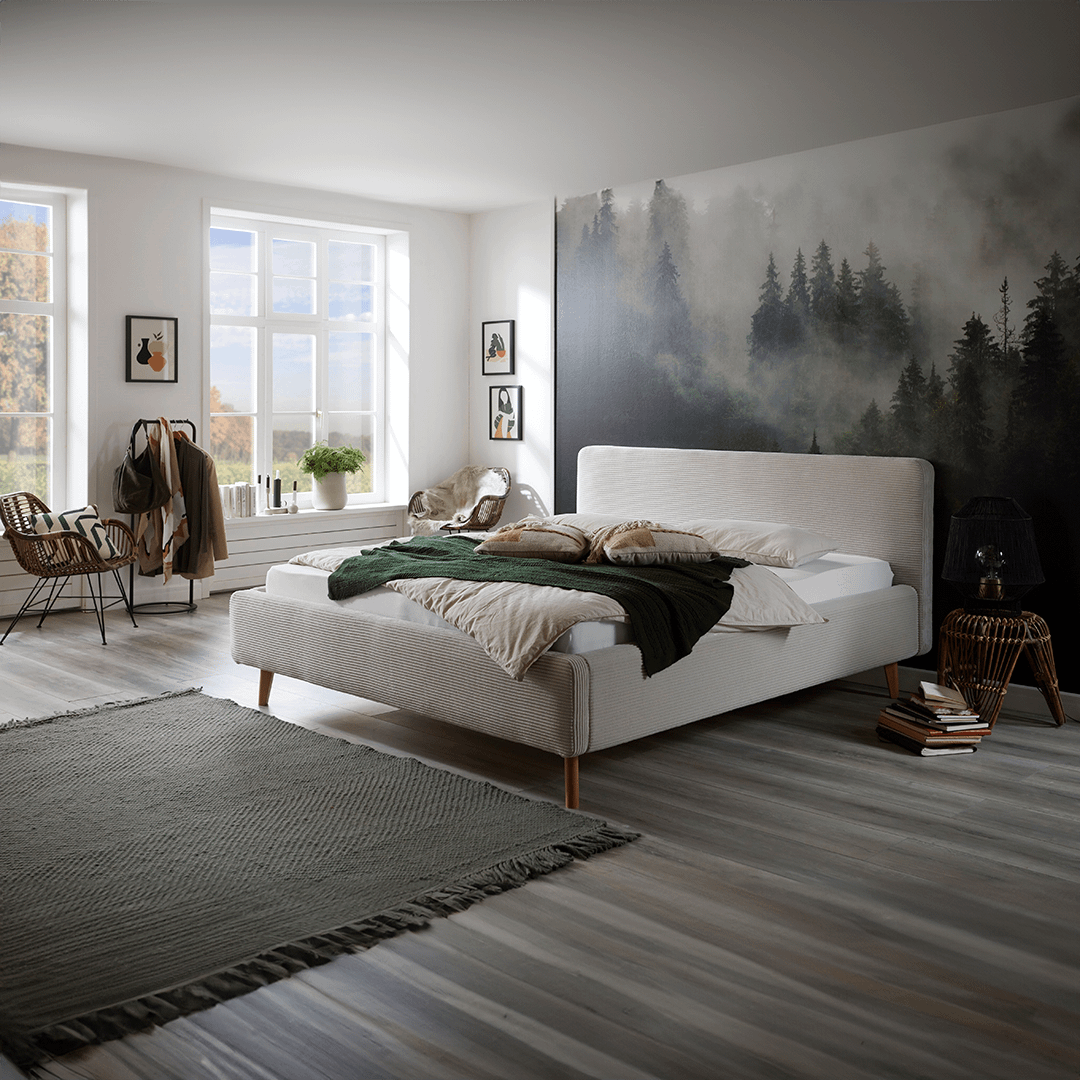 Bedkader met opbergruimte MATTI Poso Beige 180x200