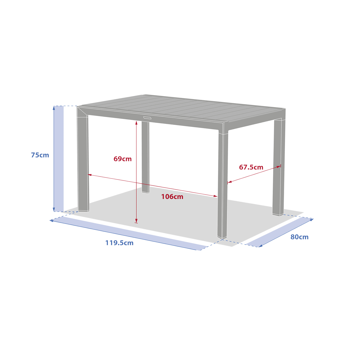 Tuintafel FURORE Beige 120x80