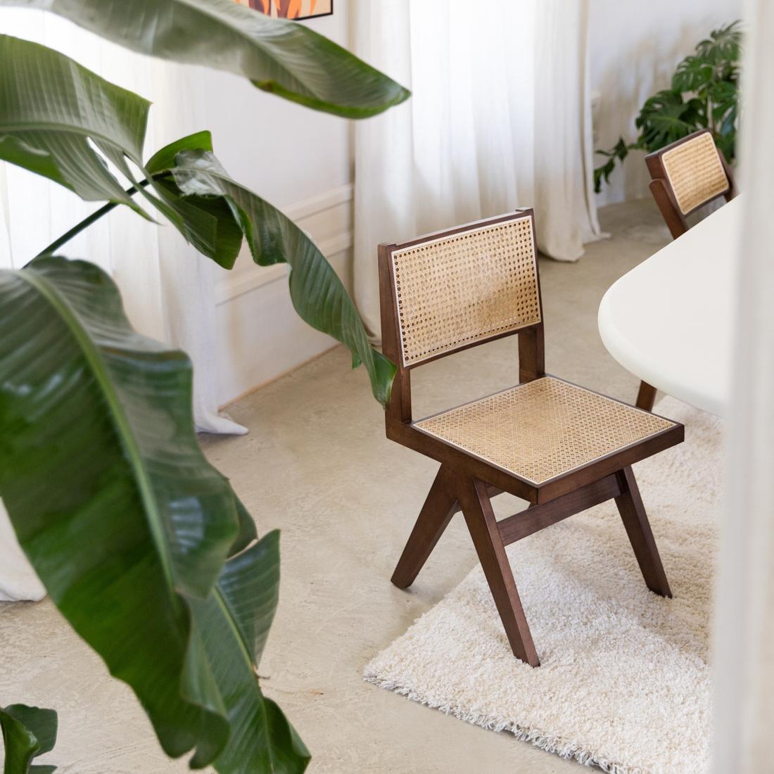 Stoel JAKI Ash Wood Walnut/Rotan  Stoel JAKI Ash Wood Walnut/Rotan