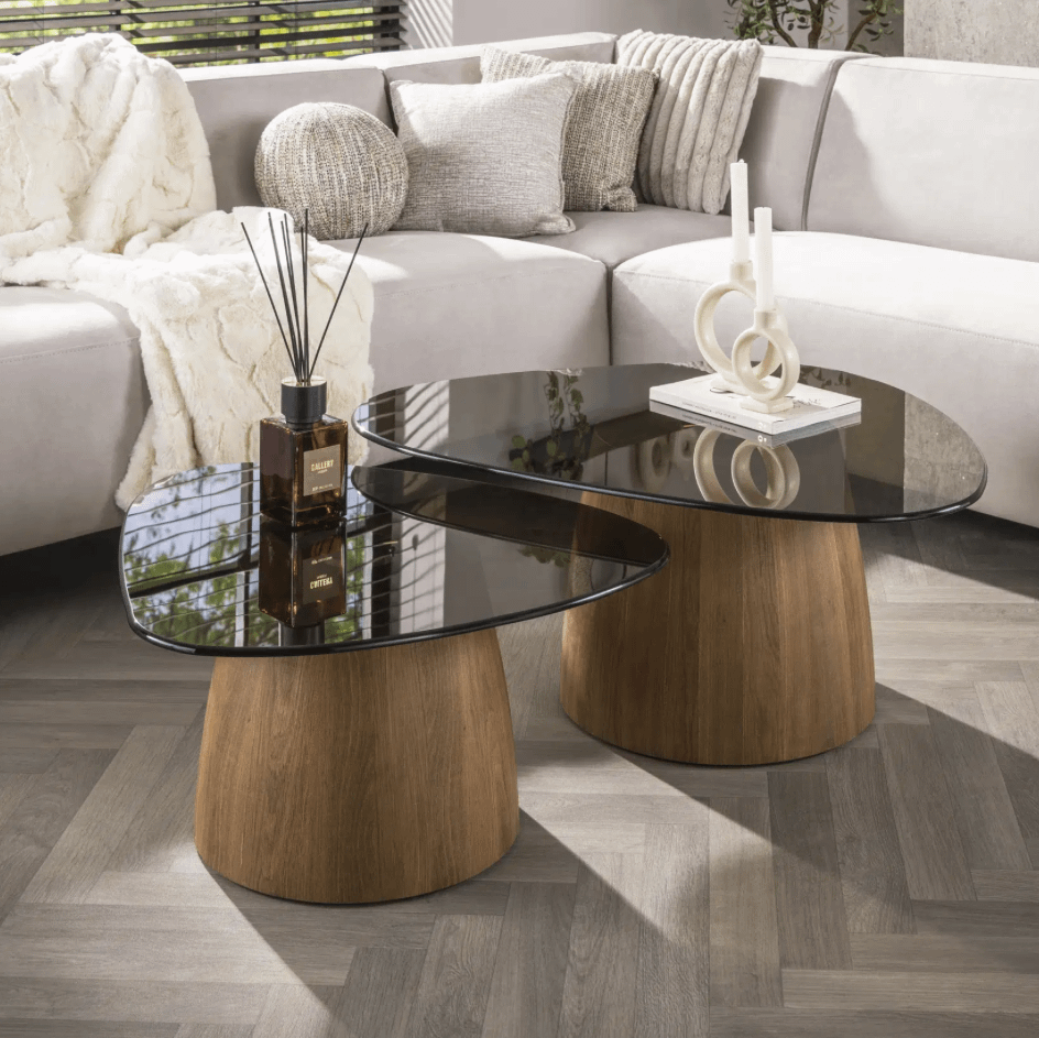 Salontafelset ARYAN Glas Driehoekig B91/B74