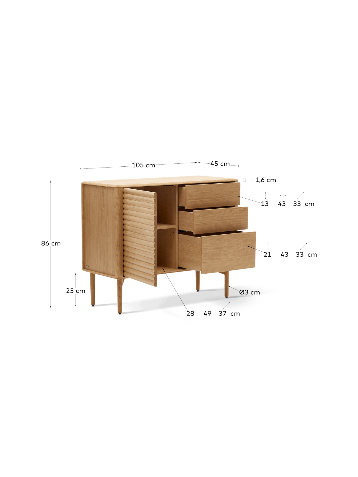 Dressoir Lenon Eikenfineer 150 x 85 cm