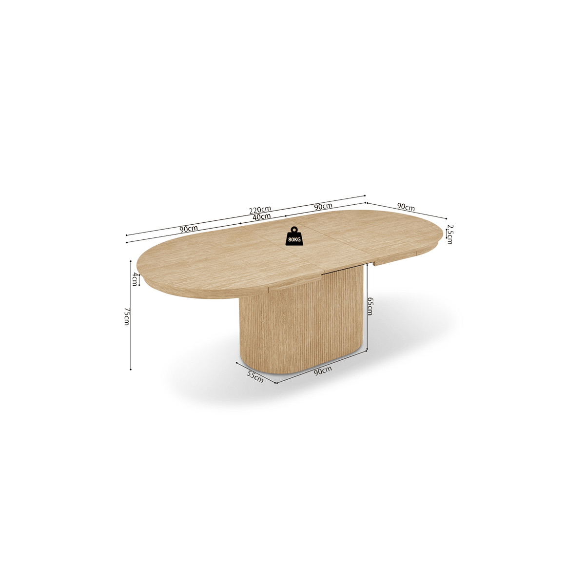 Verlengbare Eettafel PORTO 180/220x110 Travertijnlook