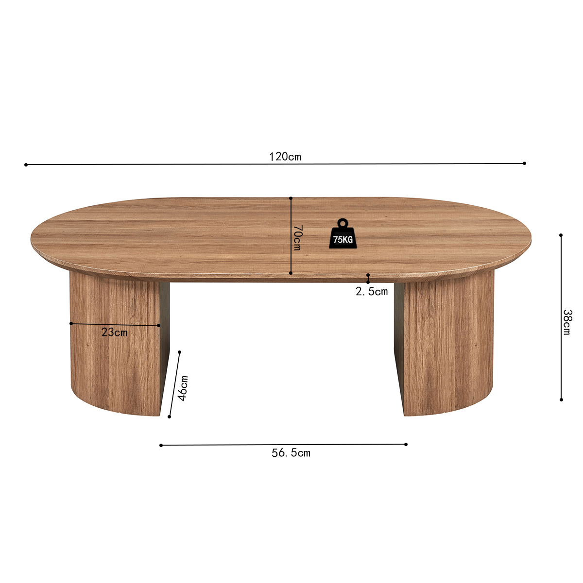 Salontafel PORTO Decor Oude Eik 120x70