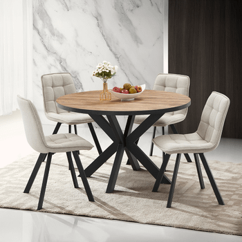 Eettafel LUCIEN Ø120 Industrial Oak/Rand Zwart Eettafel LUCIEN Ø120 Industrial Oak/Rand Zwart