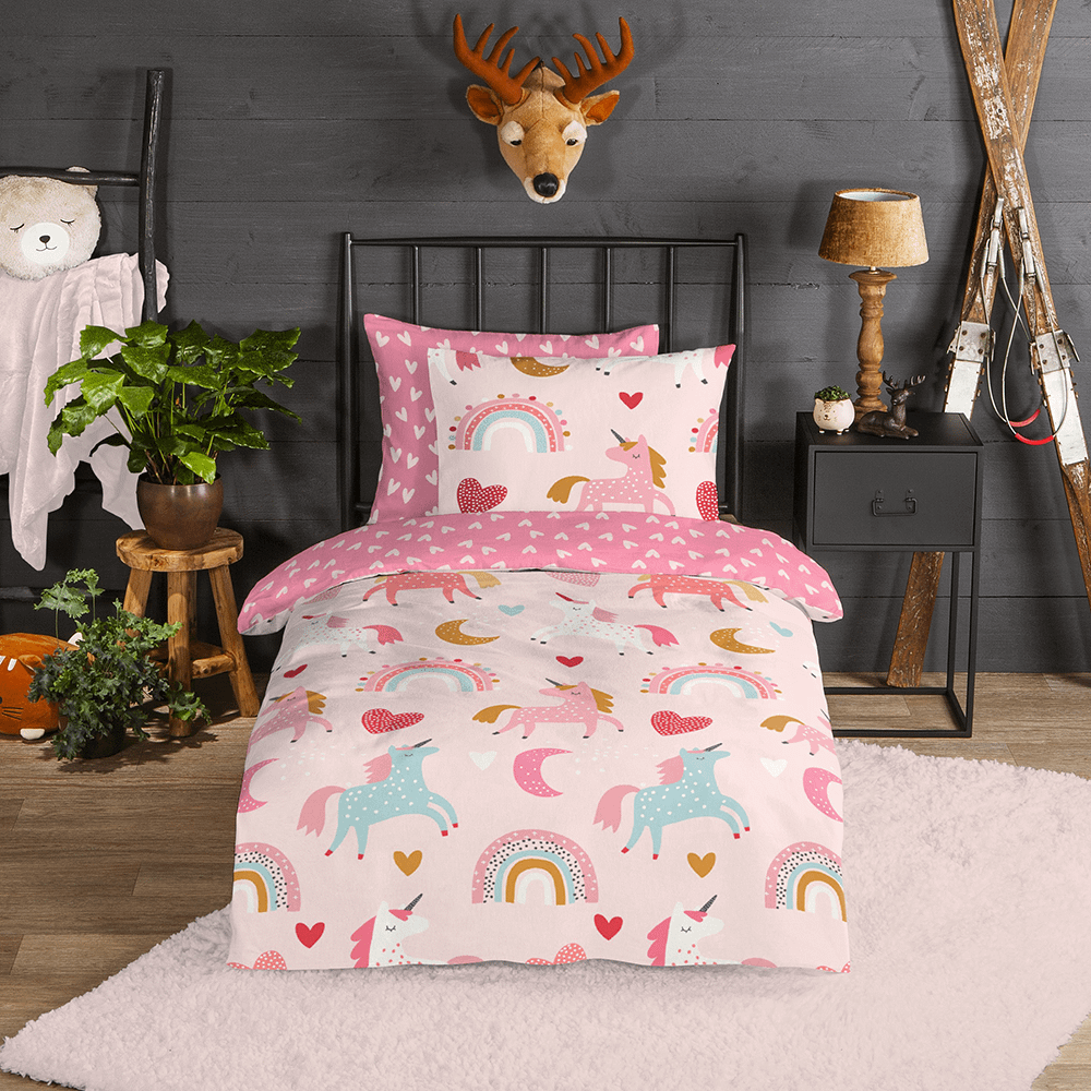 Dekbedovertrek UNICORN 140 Flanel Roze