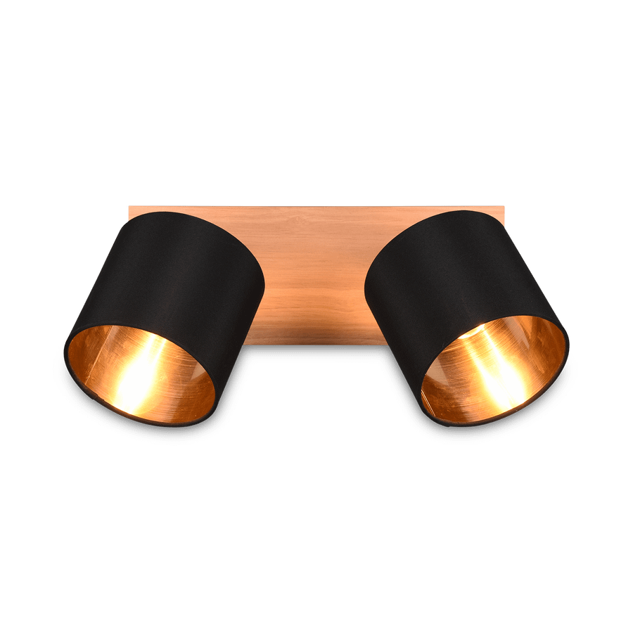 Spot TOMMY 2Del. Met./Hout Mat Zwart Spot TOMMY 2Del. Met./Hout Mat Zwart