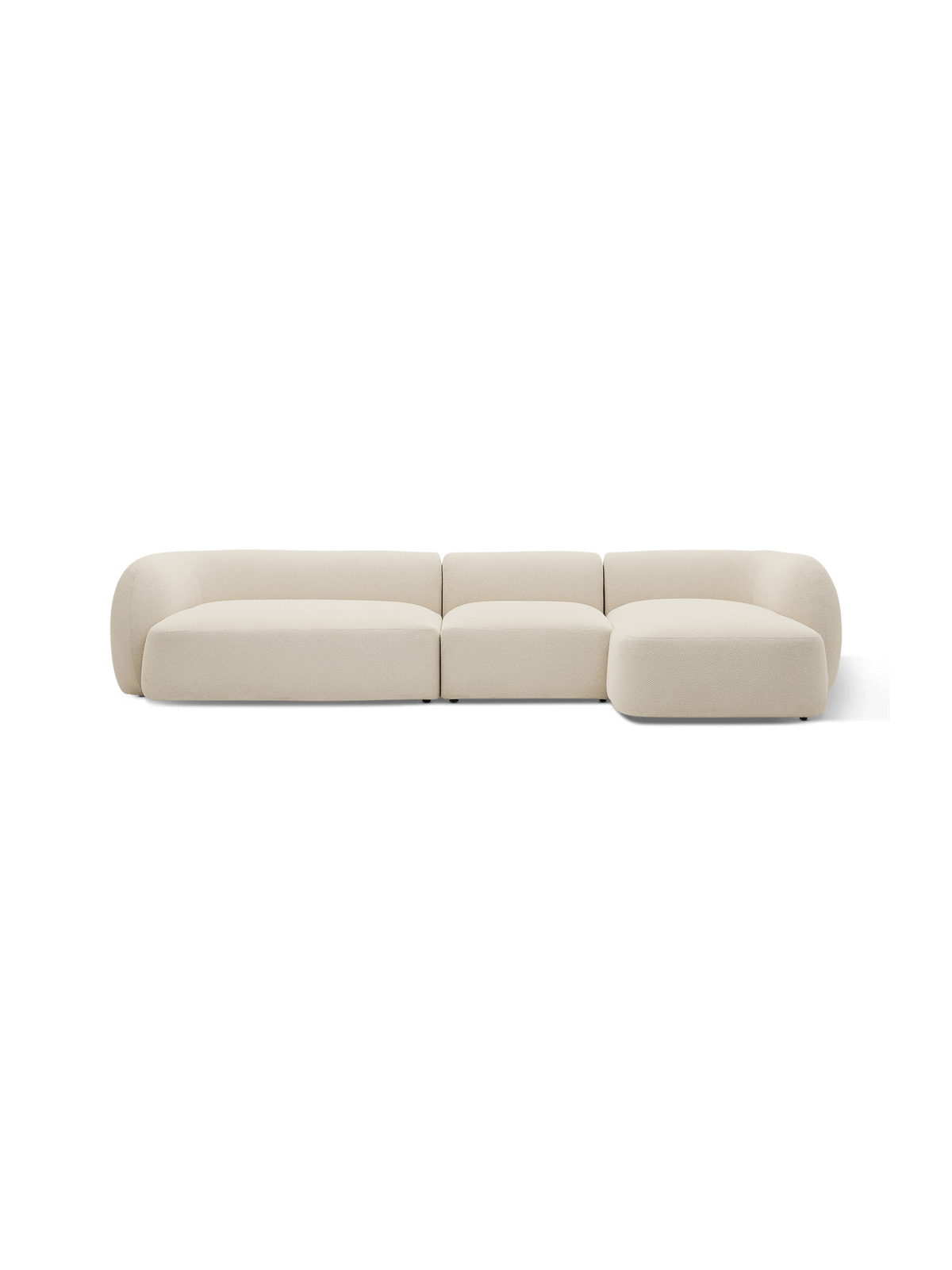 Martina modulaire 4-zitsbank in ecru chenille met chaise longue rechts 377 cm