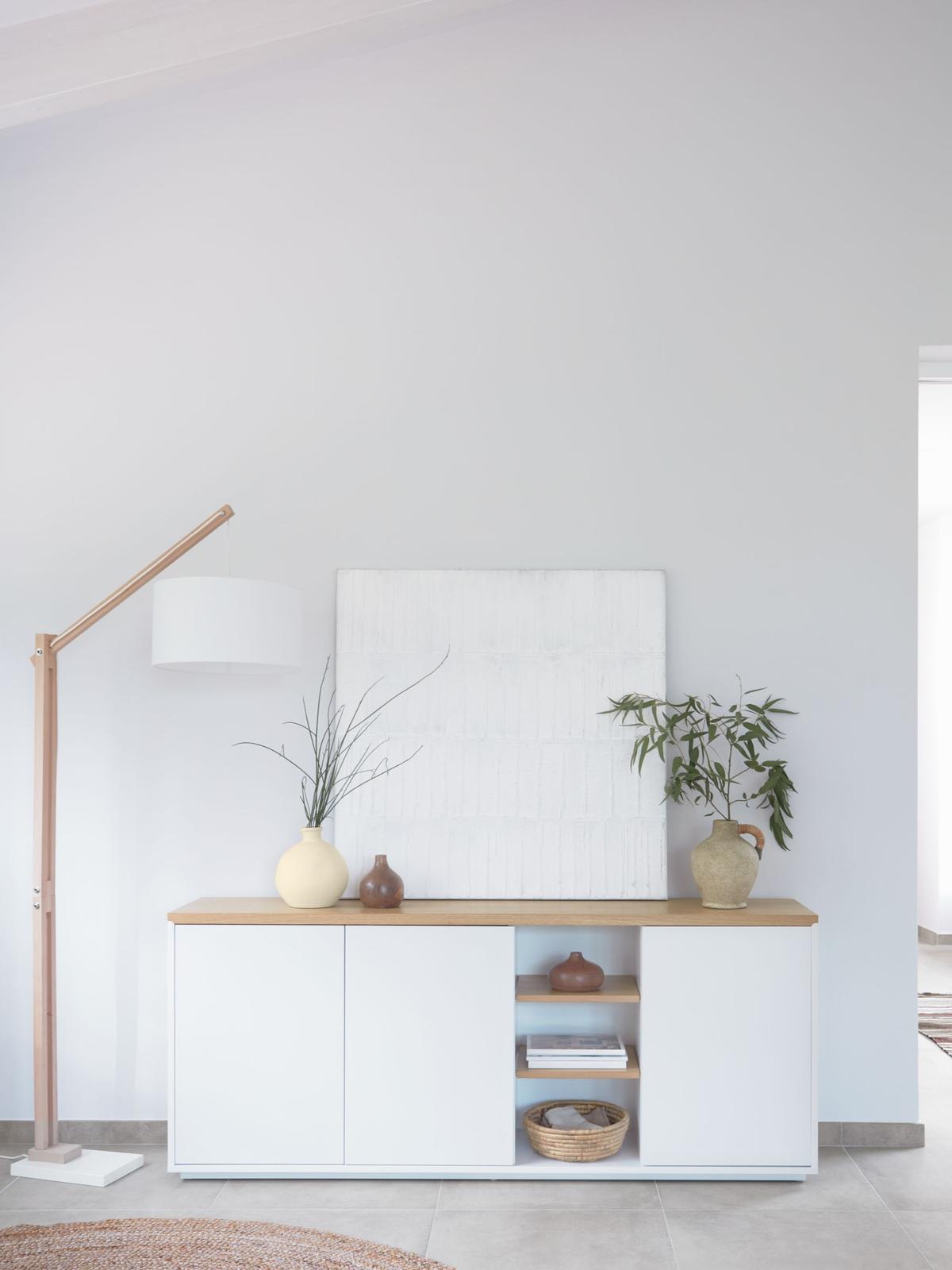 Dressoir Abilen Eikenhoutfineer en witte lak 180 x 75 cm