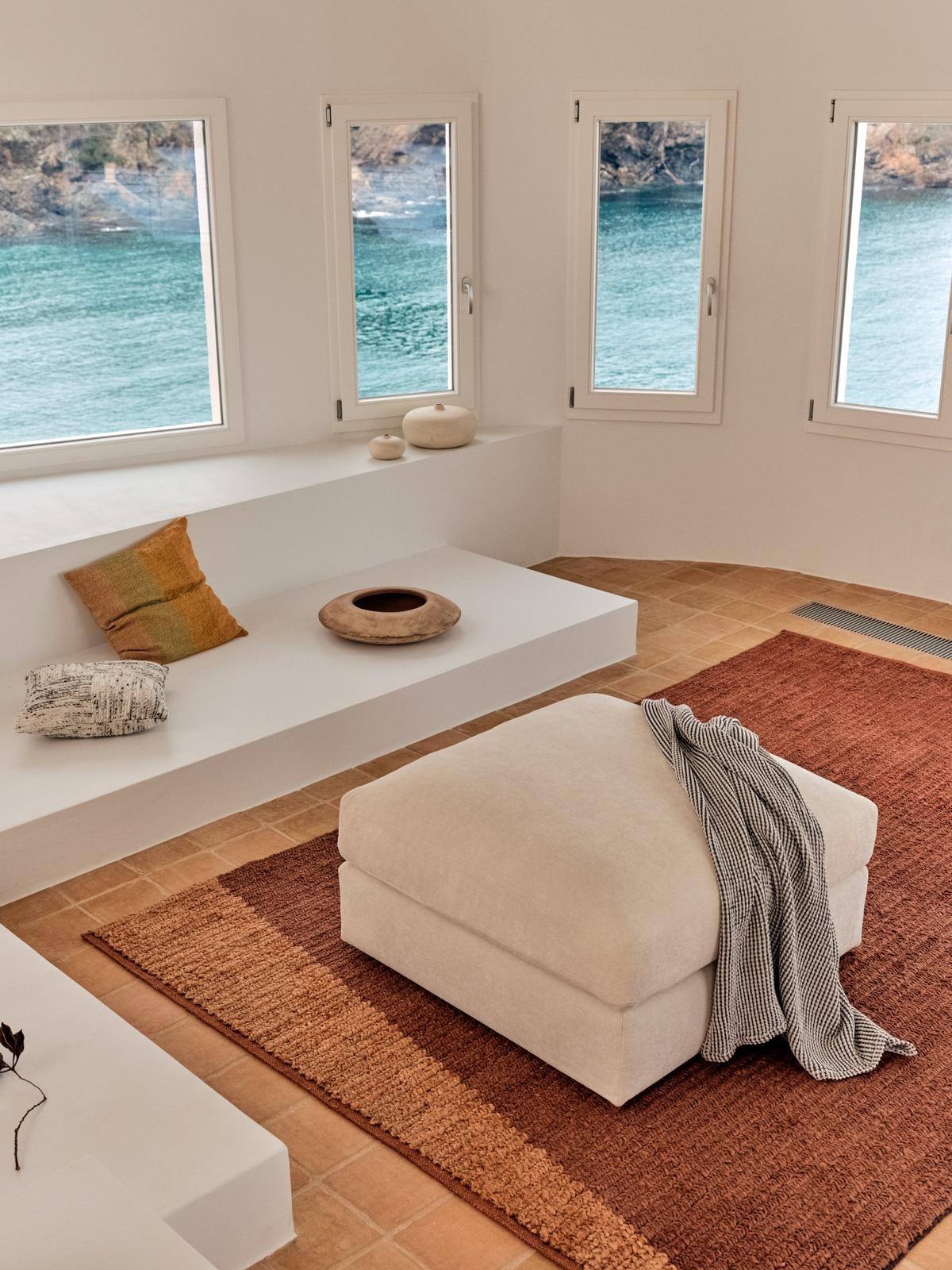 Pouf Alea Beige Chenille 90 x 90 cm