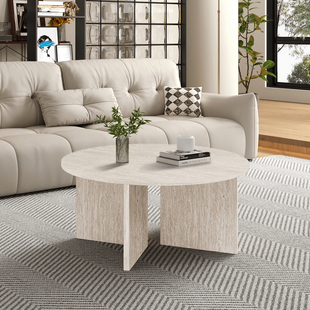 Salontafel MAERIS Ø90 Decor Travertin