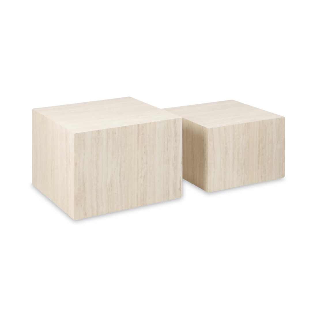 Set van 2 salontafels LIVA Travertijnlook Set van 2 salontafels LIVA Travertijnlook