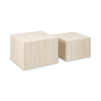 Set van 2 salontafels LIVA Travertijnlook Set van 2 salontafels LIVA Travertijnlook