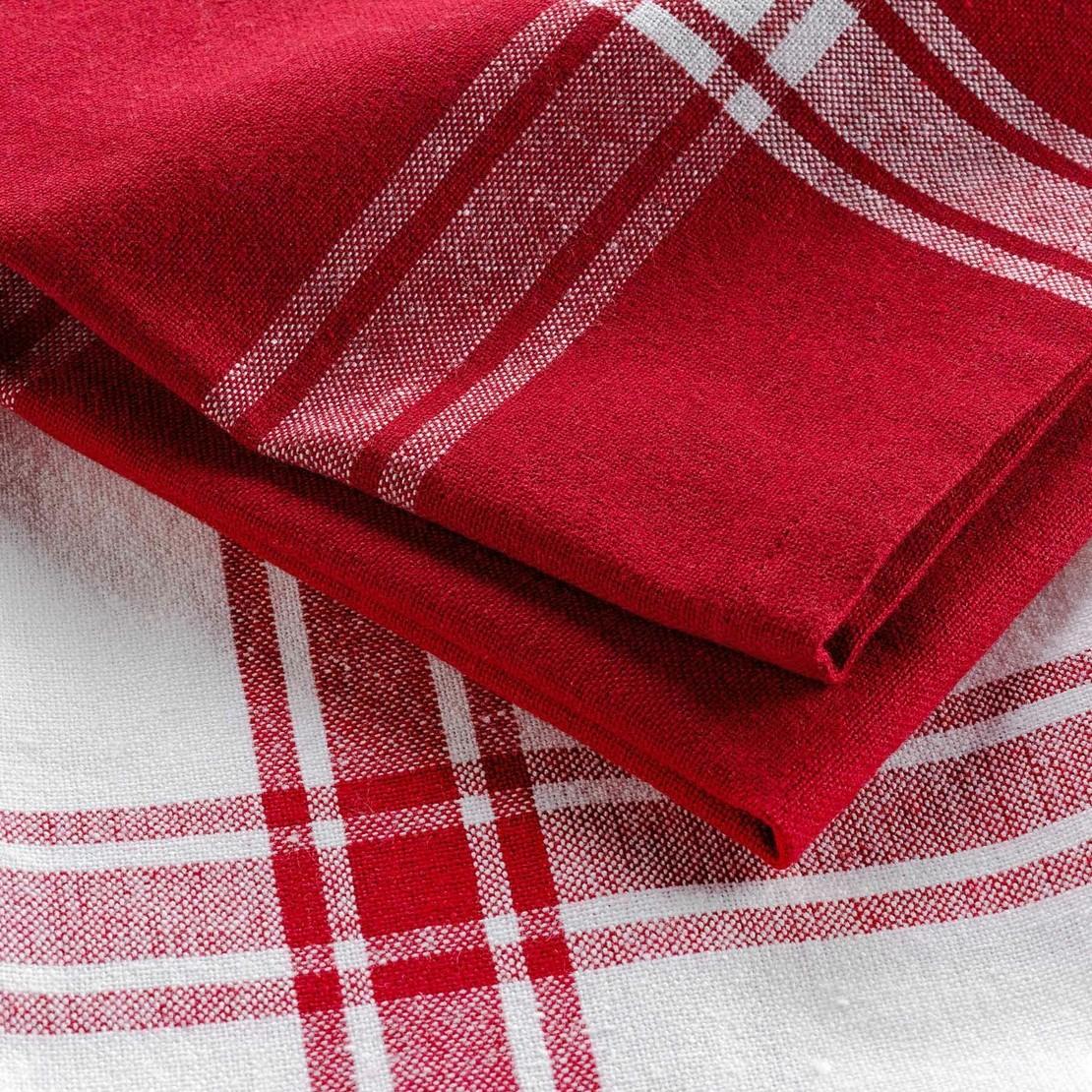 S/2 Keukenhanddoek TORCHA Katoen Wit/Rood