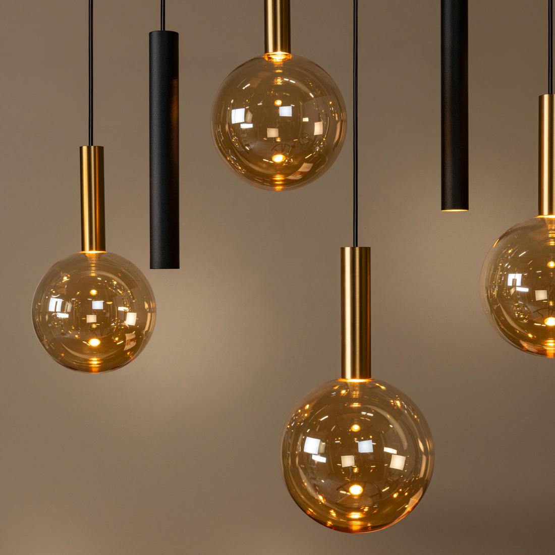 Hanglamp JOSIANE 12Del. Zwart/Amber Hanglamp JOSIANE 12Del. Zwart/Amber