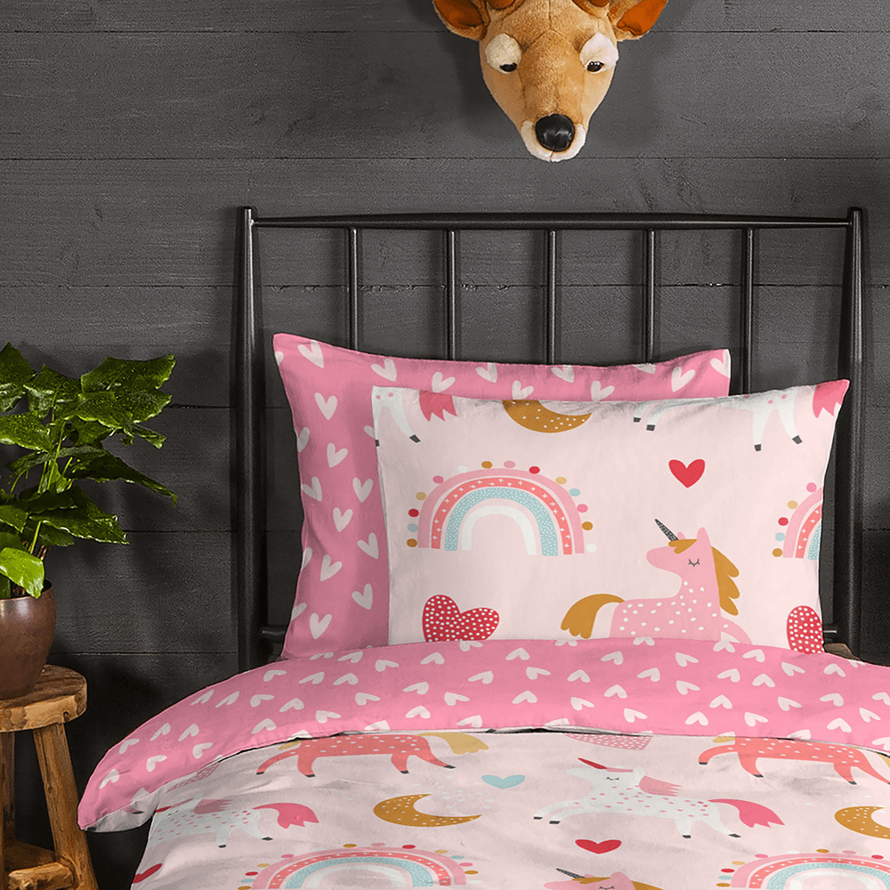 Dekbedovertrek UNICORN 140 Flanel Roze