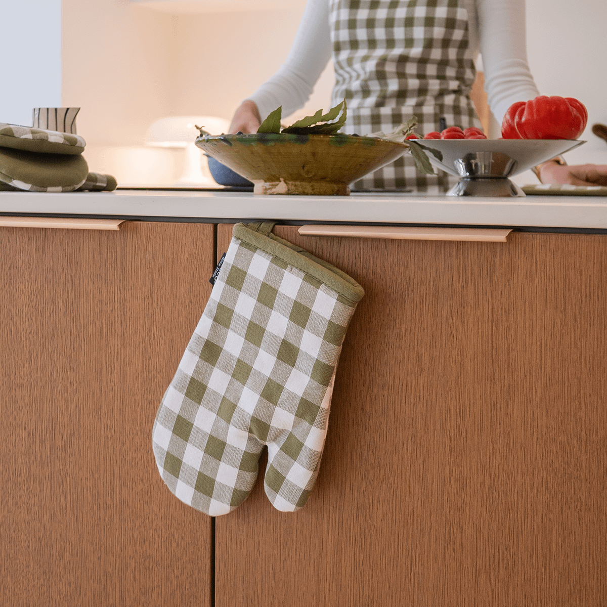 Ovenwant GINSHA Ruit Olijfgroen