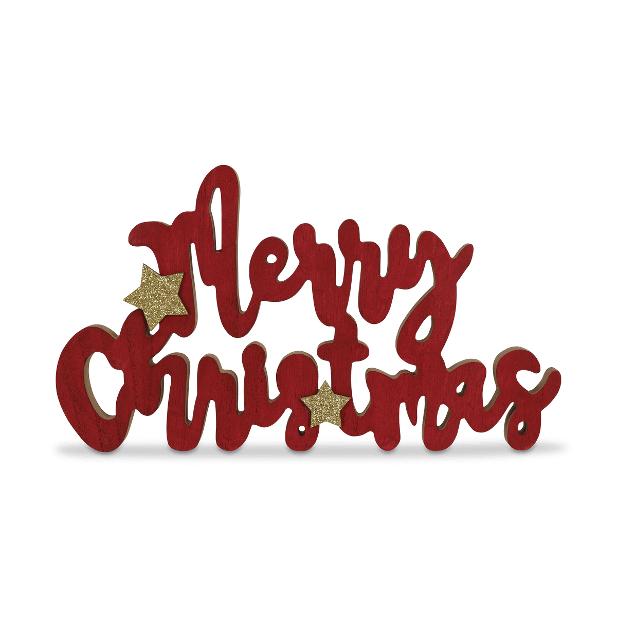 Decowoord MERRY CHRISTMAS Stars Rood
