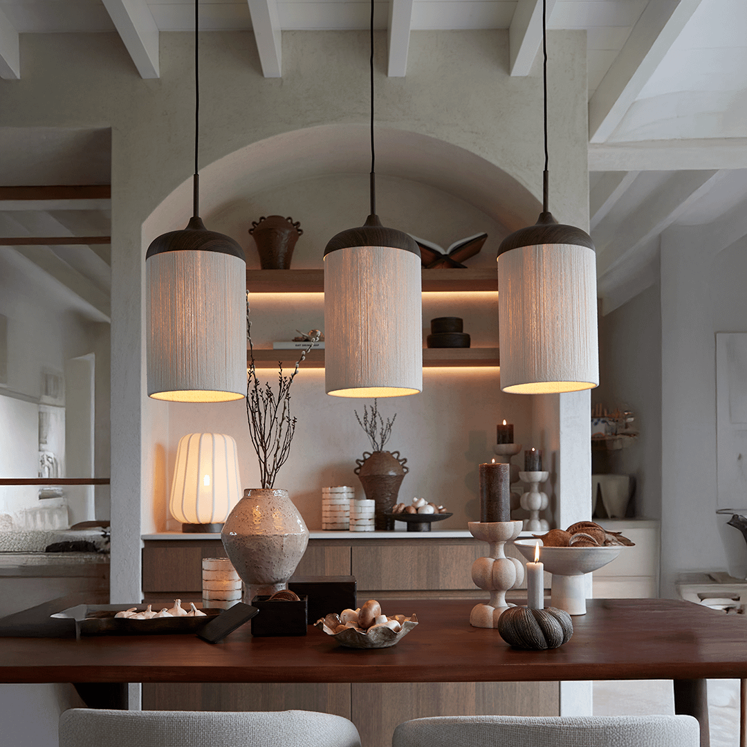 Hanglamp DANIA 3Del. Bruin/Crème