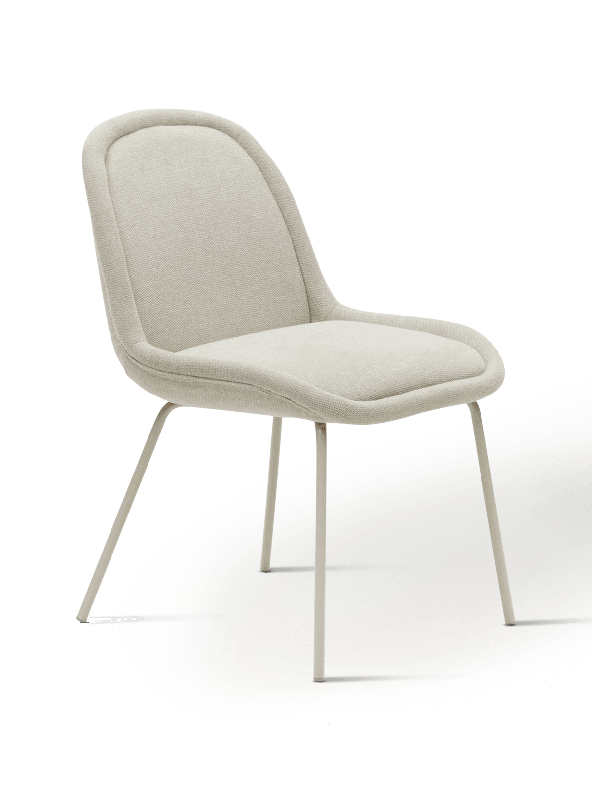 Aimin stoel in beige chenille en stalen poten met een matte beige gelakte afwerking FSC Mix Credit