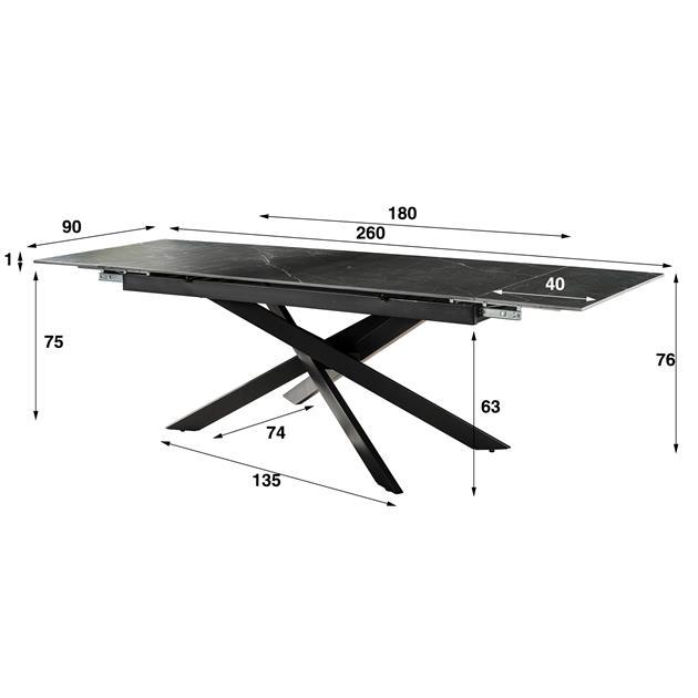 Eettafel verlengbaar FALLON Keramiek Zwart