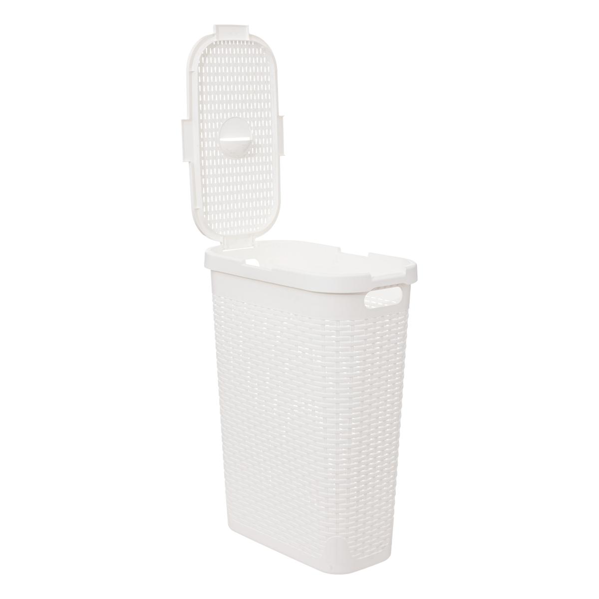 Wasmand CORBIA 40L M/Deksel Wit