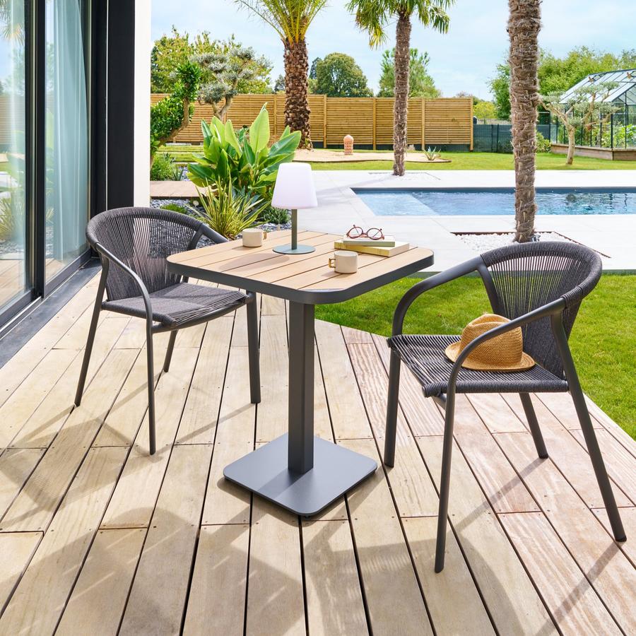 Tuintafel AOSTA Grafiet/Acacia 70,5x70,5 Tuintafel AOSTA Grafiet/Acacia 70,5x70,5