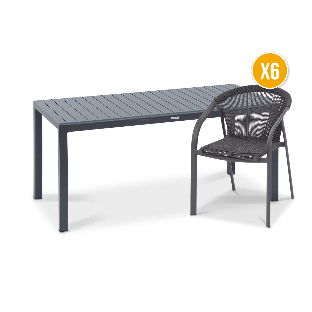 SET: Tuintafel RISERVA 210x100 + 6x armstoel PECORINO