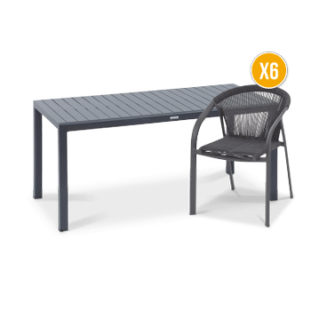 SET: Tuintafel RISERVA 210x100 + 6x armstoel PECORINO SET: Tuintafel RISERVA 210x100 + 6x armstoel PECORINO