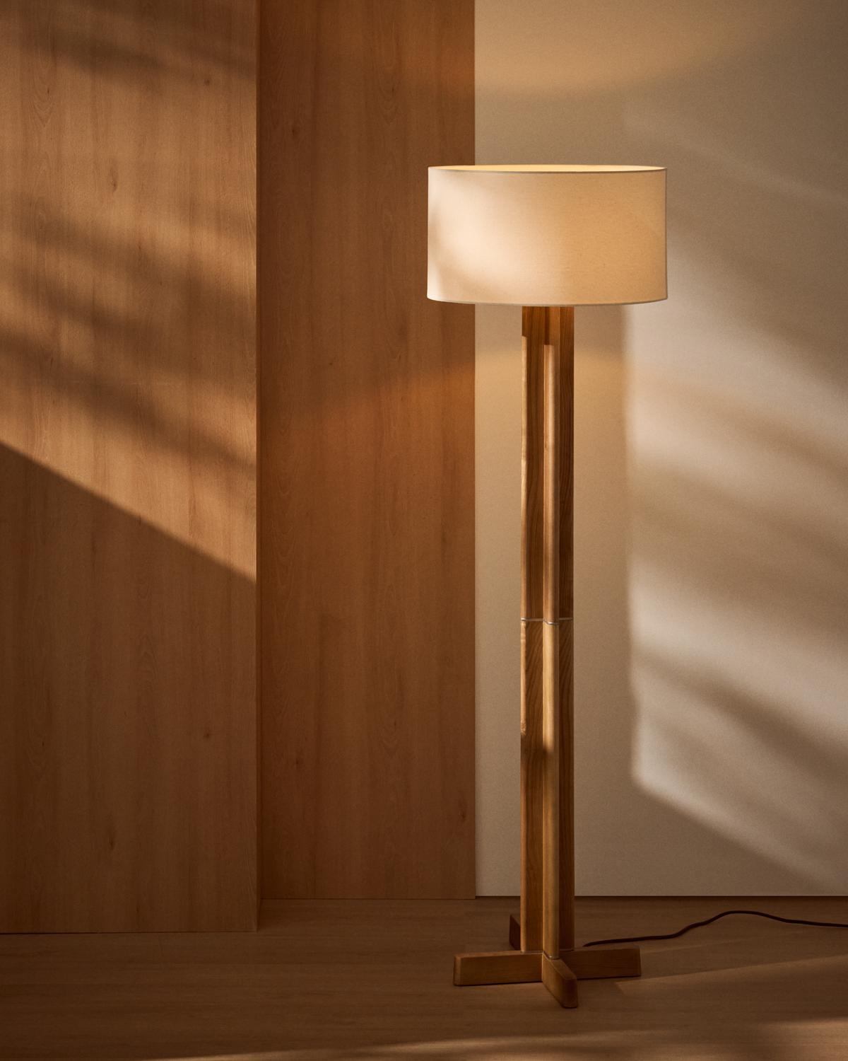 Vloerlamp Niani Naturel Rubberhout