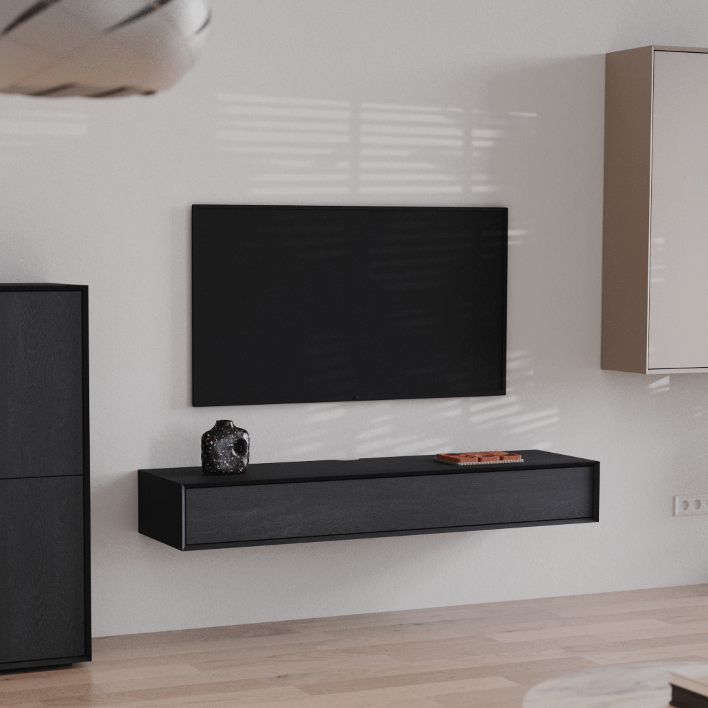 Tv-Meubel NORDIK 1 Klapdeur B160 Eik Zwart