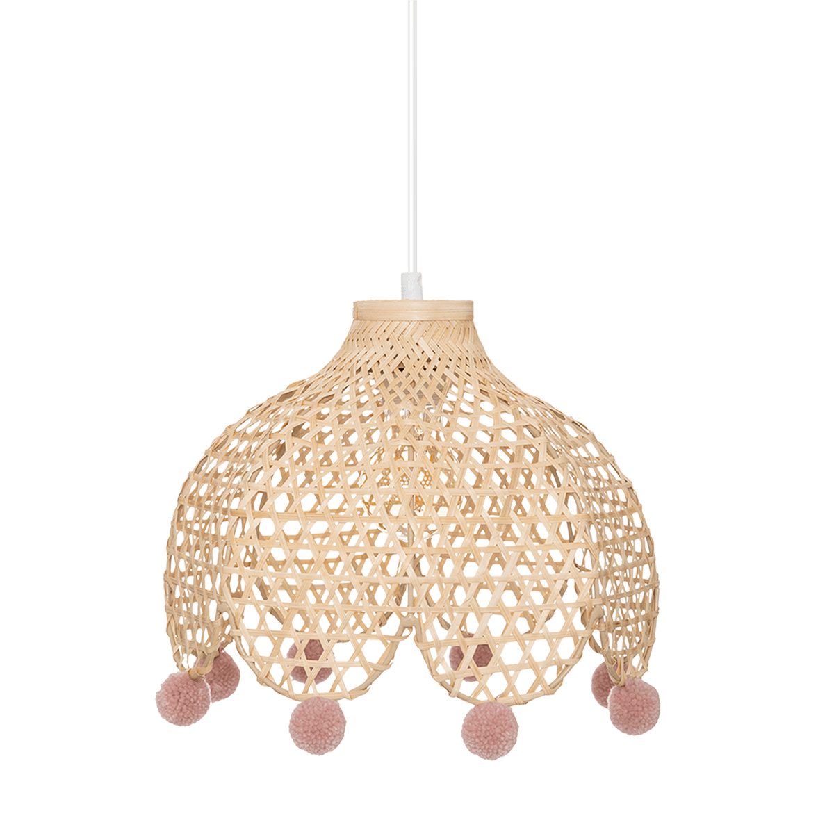 Hanglamp POMPON Bamboe Naturel/Roze