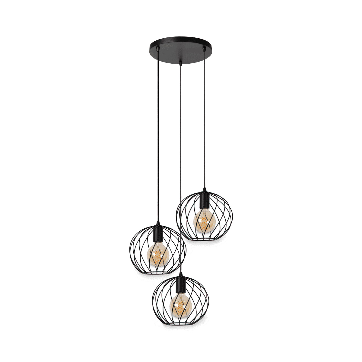 Hanglamp DANZA Rond 3Del. Zwart